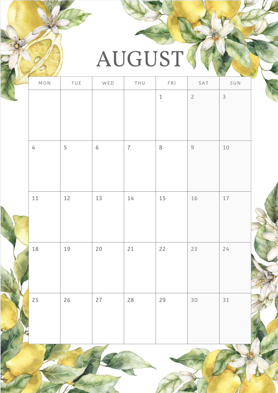 2025 Printable Floral Calendar