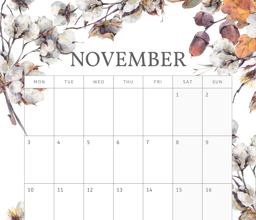 2025 Printable Floral Calendar