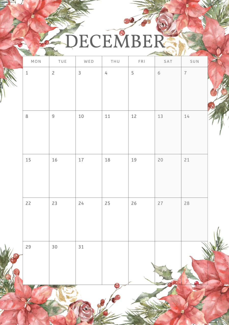 2025 Printable Floral Calendar
